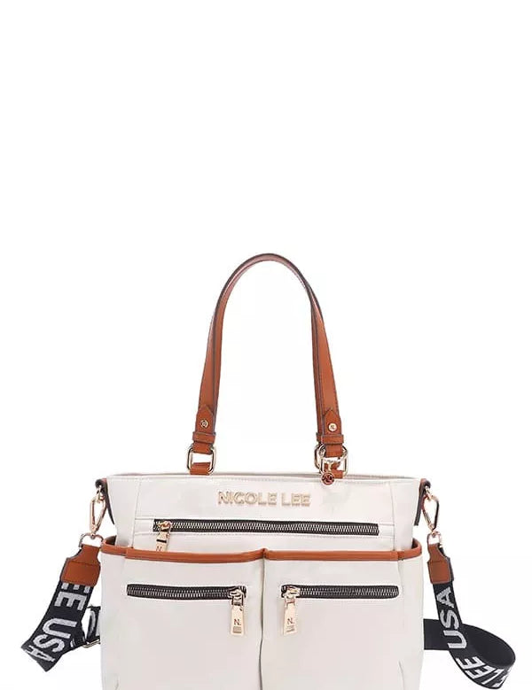 WHITE One Size Multi-Compartment Convertible Tote Bag | Handbags Daverri Fashions