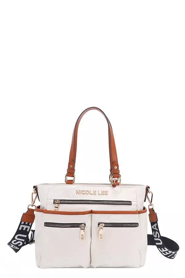 WHITE One Size Multi-Compartment Convertible Tote Bag | Handbags Daverri Fashions