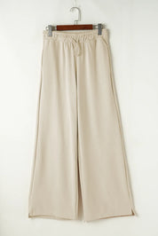 Drawstring Wide Leg Pants Beige | Loungewear Bottoms Daverri Fashions