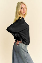 Davi & Dani Round Neck Batwing Sleeve Sweater | Sweaters Daverri Fashions