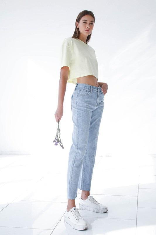 Patched Pocket Boyfriend Jeans | Jeans Daverri Fashions