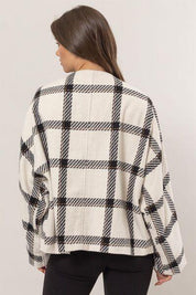 HYFVE Plaid Long Sleeve Jacket with Side Slit Pockets | Daverri Fashions