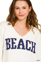 Zenana Beach V Neck Sweater | Sweaters Daverri Fashions