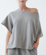 OLIVE Garment Dyed Oversized French Terry Crop Top | Tops Daverri Fashions