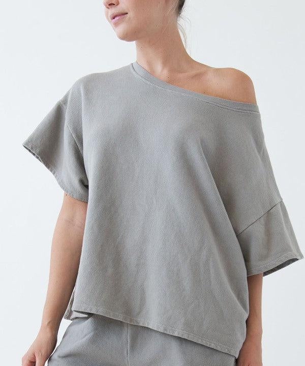 Garment Dyed Oversized French Terry Crop Top | Tops Daverri Fashions