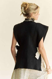 Davi & Dani Side Split Turtleneck Sleeveless Knit Sweater | Sweaters Daverri Fashions
