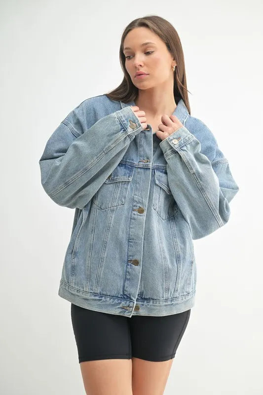 MONO B Boxy-Cut Denim Jacket | Daverri Fashions