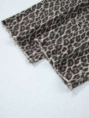 Leopard Straight Loose Leg Raw Hem Jeans | Jeans Daverri Fashions