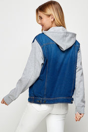 Women's Denim Fleece Hoodie Jacket | Denim Jackets Daverri Fashions