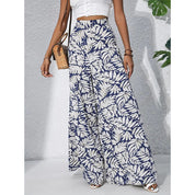 Blue High Waisted Abstract Print Boho Palazzo Pants | Pants Daverri Fashions