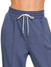 Zenana Drawstring Scuba Sweatpants with Pockets Blue Indigo | Sweatpants Daverri Fashions