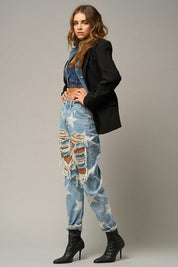 Star Print Ripped Slouchy Jeans | Jeans Daverri Fashions