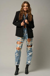 Star Print Ripped Slouchy Jeans | Jeans Daverri Fashions