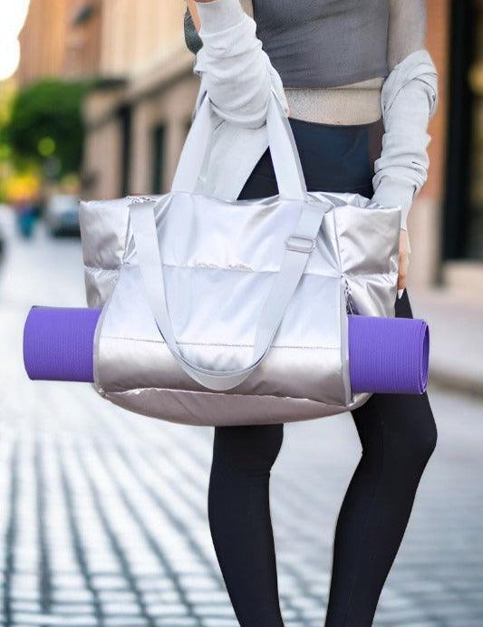 Metallic Puffer Tote | Handbags Daverri Fashions