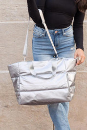 Metallic Puffer Tote | Handbags Daverri Fashions