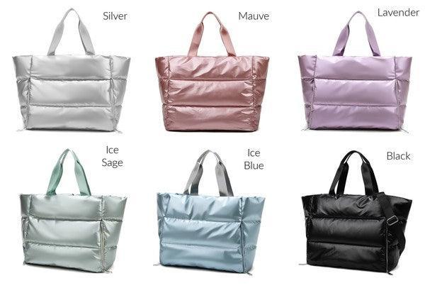 Metallic Puffer Tote | Handbags Daverri Fashions
