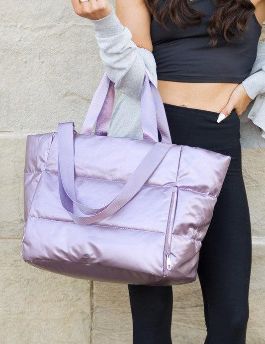 Metallic Puffer Tote | Handbags Daverri Fashions