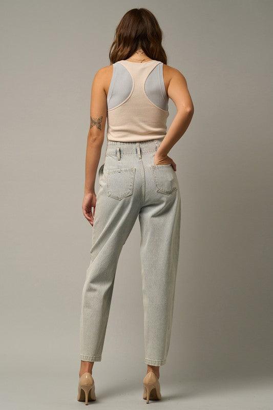 High Waist Balloon Ankle Jeans | Jeans Daverri Fashions