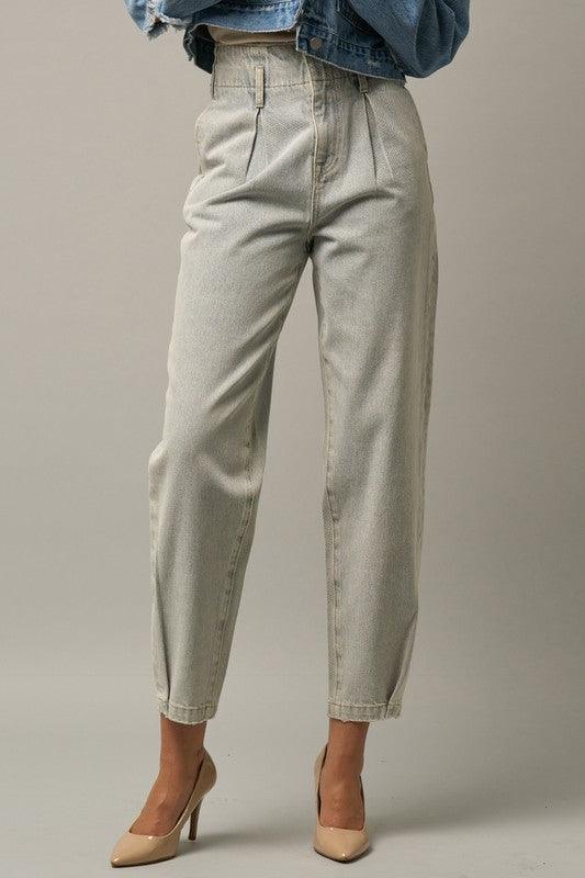 High Waist Balloon Ankle Jeans | Jeans Daverri Fashions