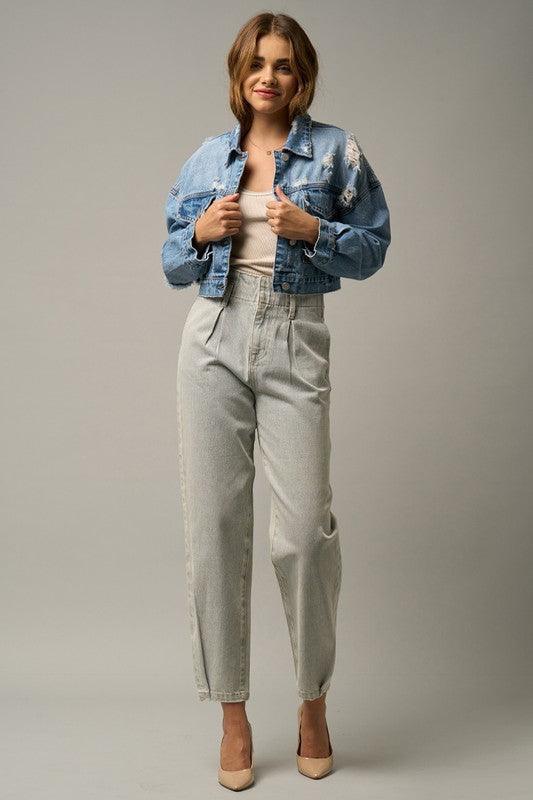 High Waist Balloon Ankle Jeans | Jeans Daverri Fashions