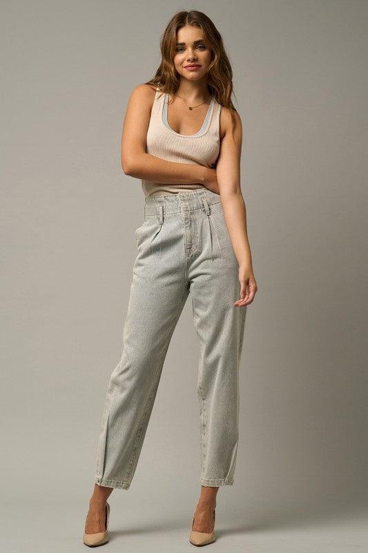 High Waist Balloon Ankle Jeans | Jeans Daverri Fashions