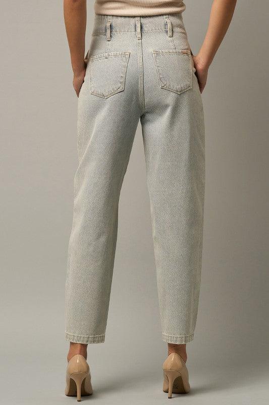 High Waist Balloon Ankle Jeans | Jeans Daverri Fashions