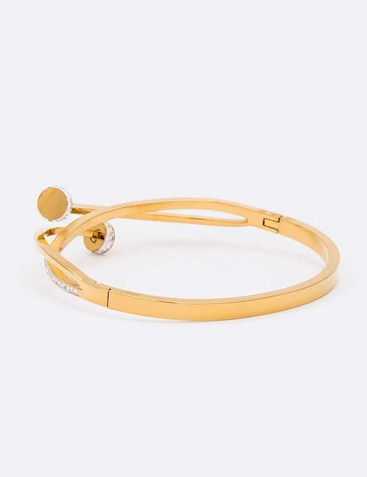 Crystal Pave Nail Stainless Steel Bangle | Bracelets Daverri Fashions