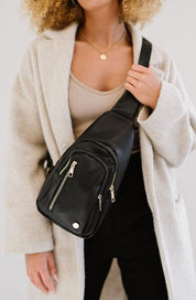 BLACK 1 Vegan Leather Multi Pocket Crossbody | Handbags Daverri Fashions