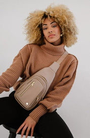 TAUPE 1 Vegan Leather Multi Pocket Crossbody | Handbags Daverri Fashions