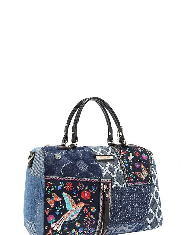 Bosque De Amor Denim Boston Bag | Handbags Daverri Fashions