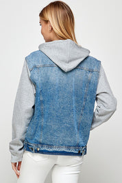 Women's Denim Fleece Hoodie Jacket | Denim Jackets Daverri Fashions