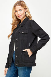 Women's Denim Fleece Hoodie Jacket | Denim Jackets Daverri Fashions