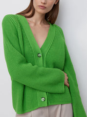 Green One Size Raglan Sleeve Button Down Cardigan | Cardigans Daverri Fashions