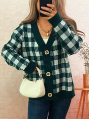 Plaid Button-Down Cardigan | Cardigans Daverri Fashions