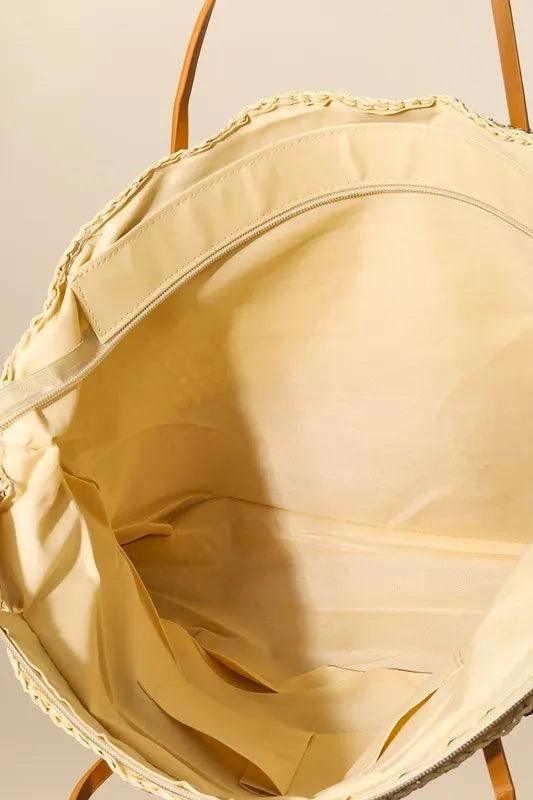 Fame Straw Braided Beach Tote Bag | Tote Bags Daverri Fashions