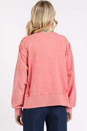 Mittoshop Side Slit Exposed Seam Round Neck Sweatshirt | Daverri Fashions