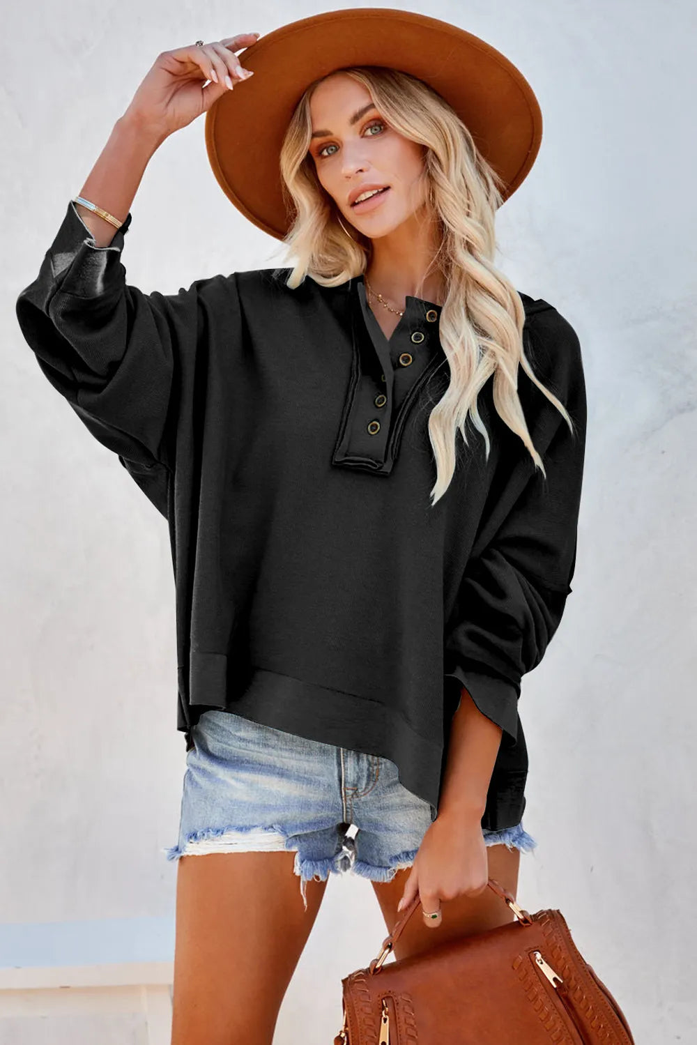 Exposed Seam Long Sleeve Hoodie | Hoodies Daverri Fashions