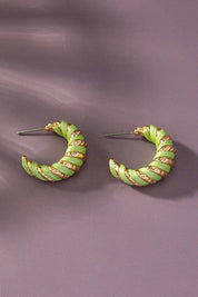 sage one size Leather cord wrapped texture hoop earrings | Earrings Daverri Fashions