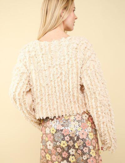 VERY J Shaggy Yarn Knit Zip Up Jacket Cream | Jackets Daverri Fashions