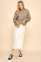 Davi & Dani Drop Shoulder Long Sleeve Hooded Sweater | Sweaters Daverri Fashions