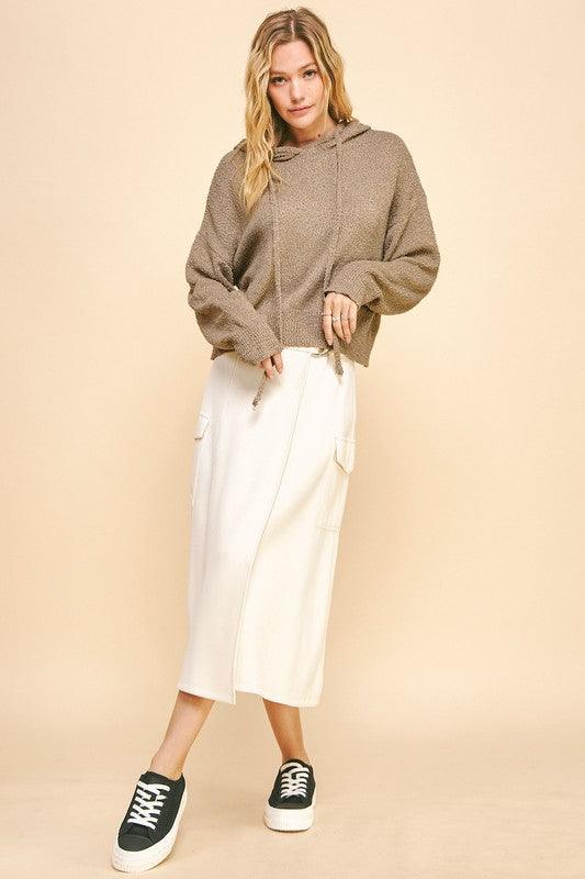 Davi & Dani Drop Shoulder Long Sleeve Hooded Sweater | Sweaters Daverri Fashions