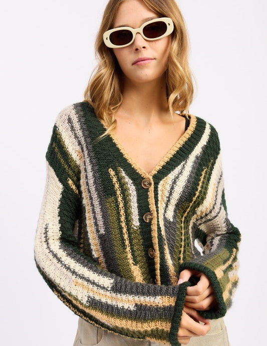 OLIVE COMBO Color Mix Cardigan Top | Cardigans Daverri Fashions