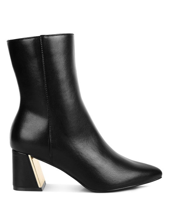 Kaira Metallic Accent Heel High Ankle Boots | Boots Daverri Fashions
