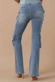 Insane Gene High Rise Cargo Bootcut Jeans | Jeans Daverri Fashions