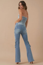 Insane Gene High Rise Cargo Bootcut Jeans | Jeans Daverri Fashions