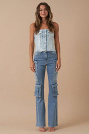 Insane Gene High Rise Cargo Bootcut Jeans | Jeans Daverri Fashions