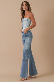 Insane Gene High Rise Cargo Bootcut Jeans | Jeans Daverri Fashions