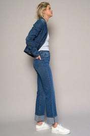 High Rise Cropped Bootcut Cuffed Jeans | Jeans Daverri Fashions