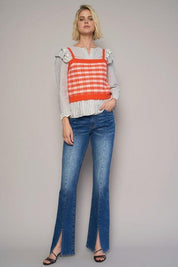 DARK High Rise Front Slit Sliim Bootcut Jeans | Jeans Daverri Fashions