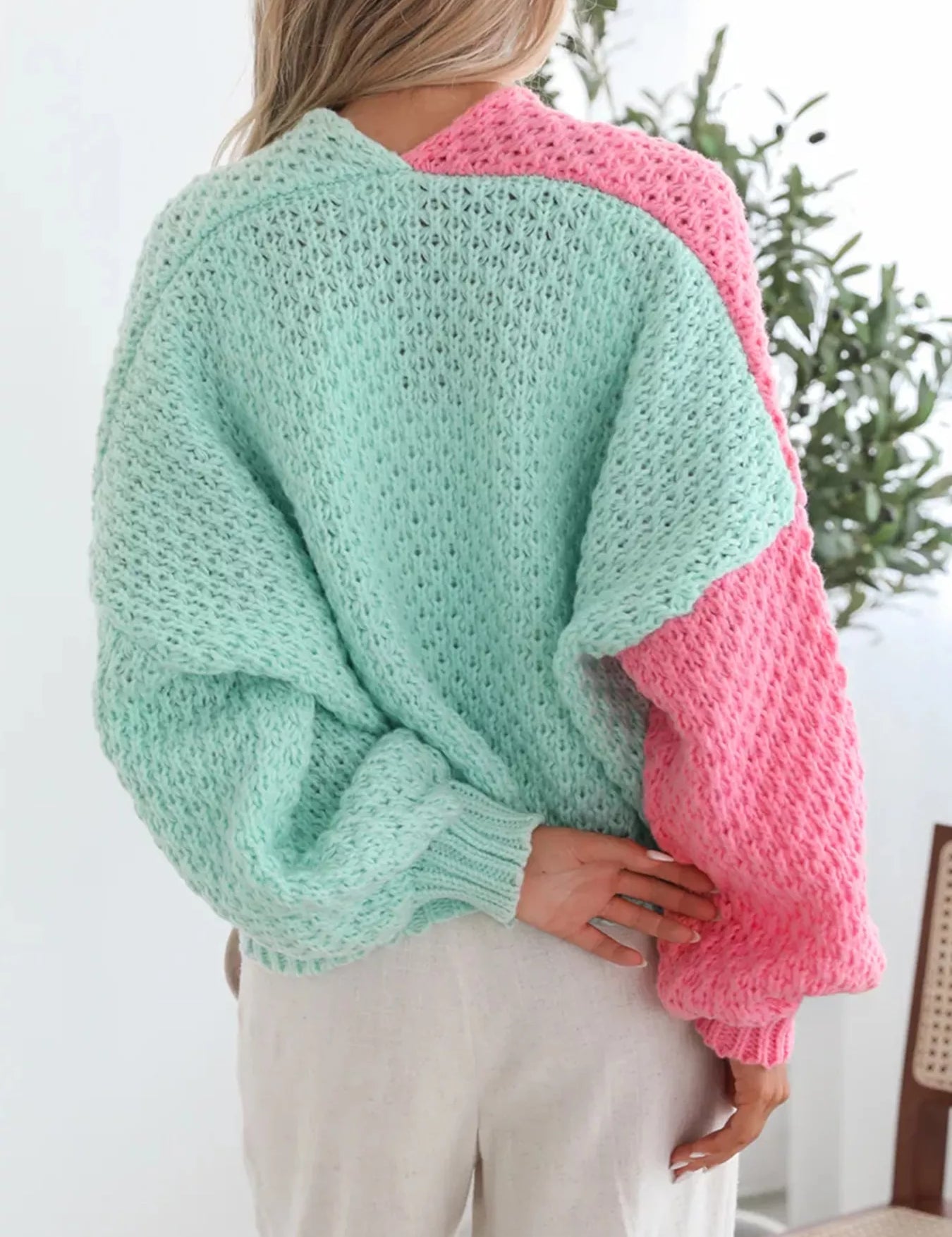 Color Block Open Front Cardigan | Daverri Fashions